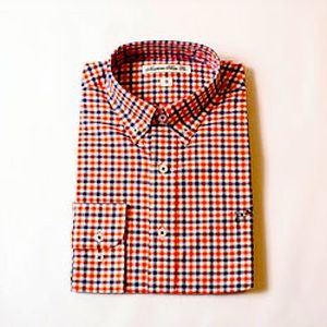 NEW Southern Point Button Down Shirt Long Sleeve in Orange and Blue size small